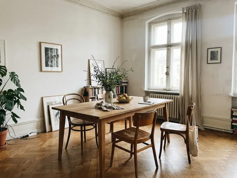 An oak table in a customer’s dining room in Berlin
